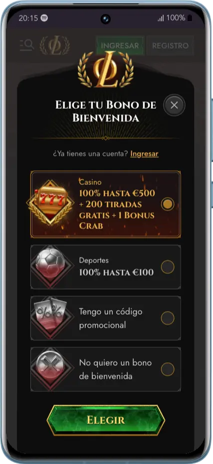 Legiano Sign Up Bono de bienvenida